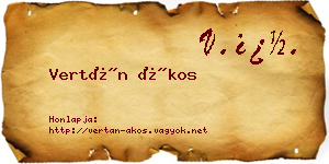 Vertán Ákos névjegykártya